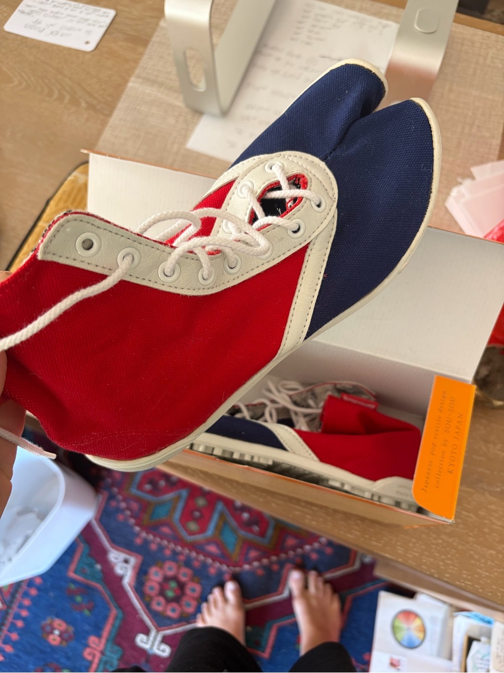 Vans Red and Navy Canvas Lace-Up Sneakers